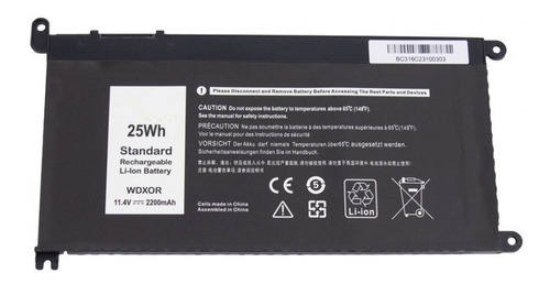 Bateria Notebook Dell Inspiron I14-7460 Séries Wdx0r Wdxor Cor da bateria Preto