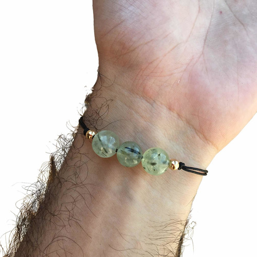 Pulsera De Cuarzo Y Piedras: Prehnita Con Epidoto