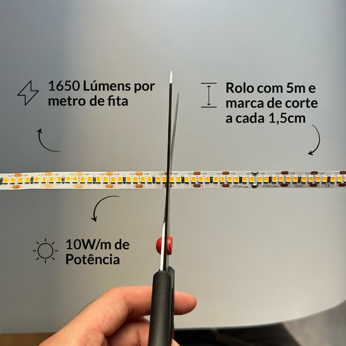 Fita Led Risque 5 Metros 10w/m 240 Leds Branco Quente 2700k