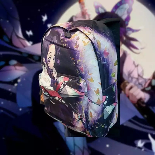 Imagen 2 de 4 de Mochila Estuche Shinobu Kocho Anime Kimetsu No Yaiba
