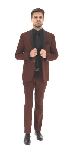 Imagen 3 de 10 de Traje Vino Cuello De Collarin