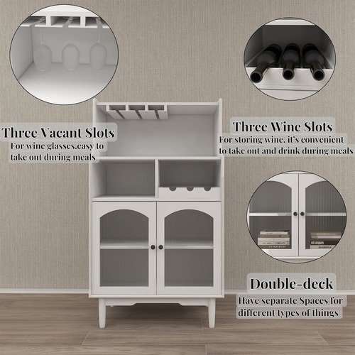 Mueble Bar Estante Copas De Vino Y Estante Extraíble V...