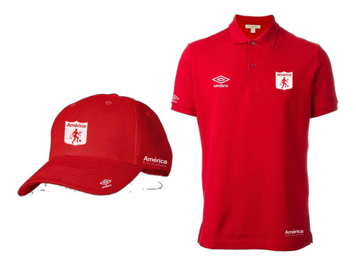 America De Cali Combo Camiseta Polo Y Gorra