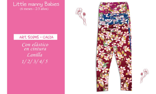 Calza Elastizada Lanilla C/flores Beba Little Manny