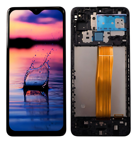 Tela Frontal Compatível Galaxy M12 Aro + Película + Case Cor Preto