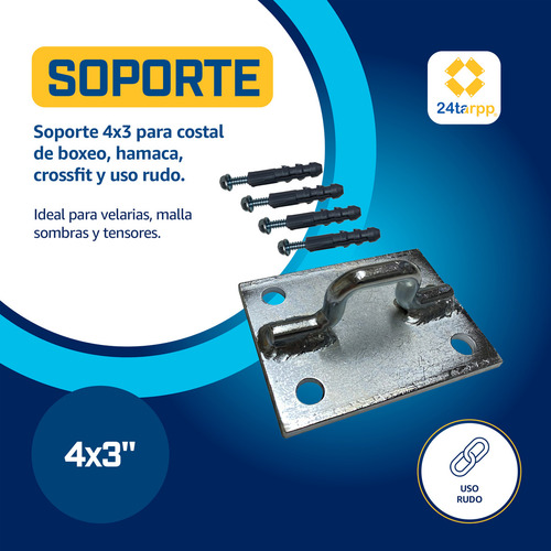 Soporte Anclaje 3 X 4 Uso Rudo Costal Box Lonas Hamaca Gym
