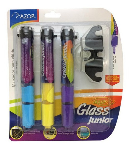 Marcador Para Vidrio Azor Kit 3 Piezas Base Agua Lavable
