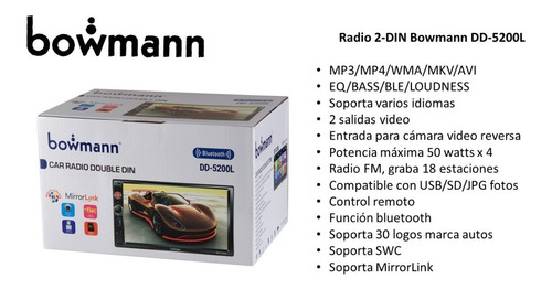 Radio Carro Pantalla Bluetooth Mirrorlink Usb Sd Bowmann