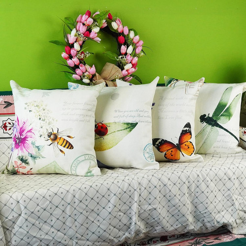 Juego De 4 Fundas De Almohada Decorativas De Primavera Y Ver