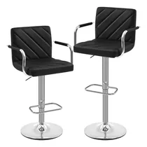 Comprar Juego De 2 Taburetes De Bar Giratorios Ajustables Negros