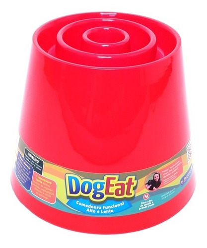 Dog Eat Tam. M Vermelho Pet Games Comedouro Lento Funcional