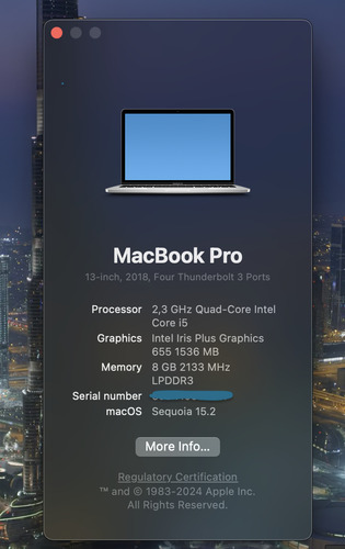Macbook Pro 13 Touch Bar I 8gb Ram I 512 Ssd Plata (2018) (Usado)