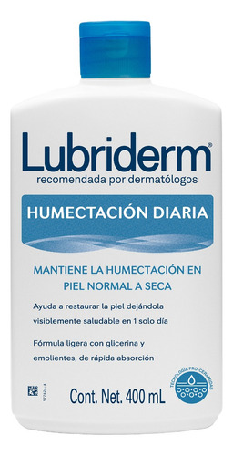  Crema hidratante para cuerpo Lubriderm Humectación diaria Crema corporal 400 ml en envase de 400mL/0.45kg sin fragancia