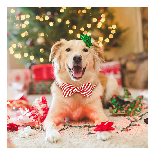 Malier 2 Pack Christmas Dog Collar With Bowtie, Coloque De Y Red + Repela Verde.
