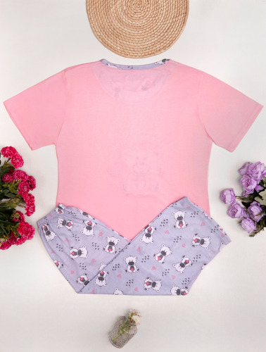 Conjunto Pijama Mujer Playera Pescador Algodón Comoda Fresca