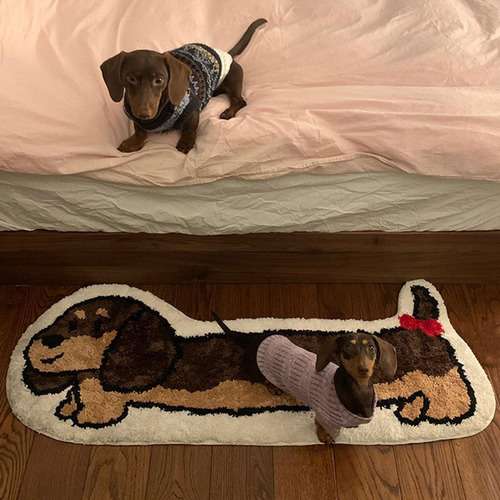 Alfombra De Perro Salchicha, Alfombra Flocada Para
