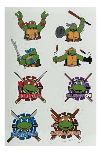 Calcomanía Tatuaje Temporal Hidrotransferible Tortugas Ninja Color Verde Tortugas Ninja 1