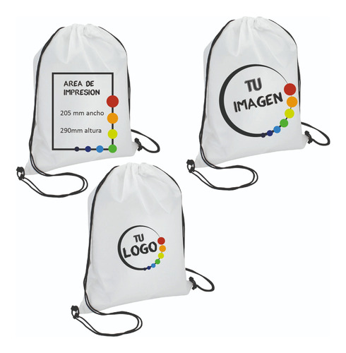 Pack 100 Mochila Tipo Morral Personalizado 30x40cm