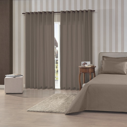 Cortina Rustica Pantex 260x170cm Taupe - Bella Janela