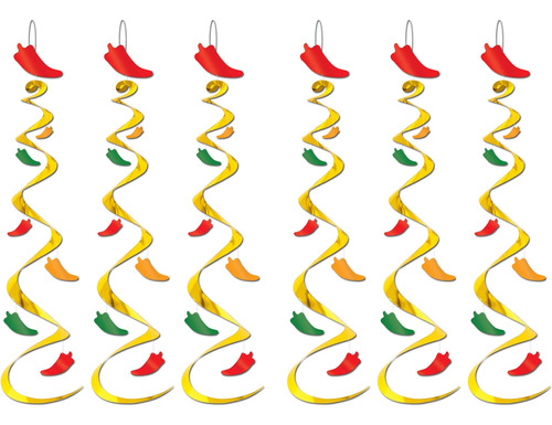 Beistle Chili Pepper Whirls 6 Piezas, 30, Multicolor