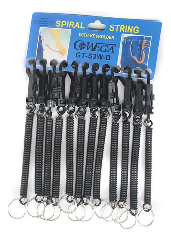 12x Llavero De Correa En Espiral Flexible Elástico Negro