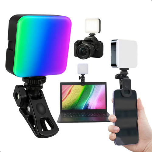 Luz Led Iluminação Rgb Fotográfica Noturna Com Clip Portátil Para Gravar Celular E Notebook Reunião Online Fotos E Videos