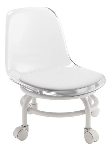 Banquinho Com Rodinhas 360° Graus Acrilico Liso Cor Clear
