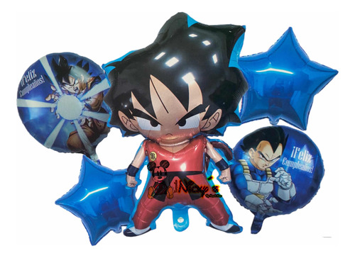 Bouquet De 5 Globo Goku Dragon Ball Fiesta Infantil Tematica