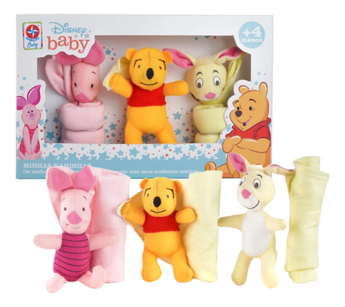Conjunto De Pelúcias Minhas Naninhas Baby Pooh 3 Figuras