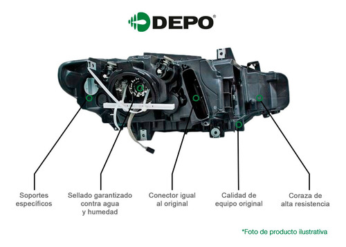 Faro Del Izq Manual C/cto Blanco P/halog Lancer 04/07