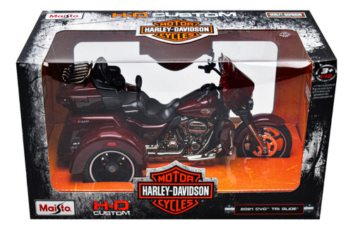 Harley Davison 2021 Dvo Tri Glide Rojo Escala 1:12 Maisto