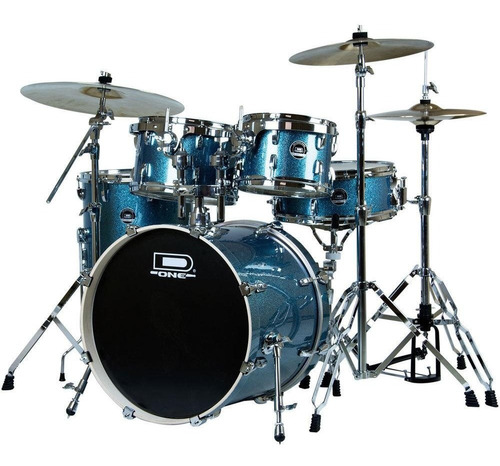 Bateria Acústica D One Street Ds20 Azul Pedal Banco Pedestal