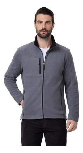 Polar Hombre Full Zipper Liso Gris Fashion's Park