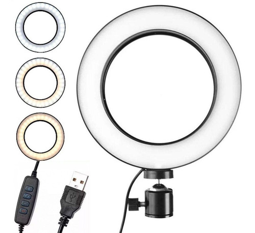 Ring Light 6 16cm Iluminação Profissional Led Selfie Tripé