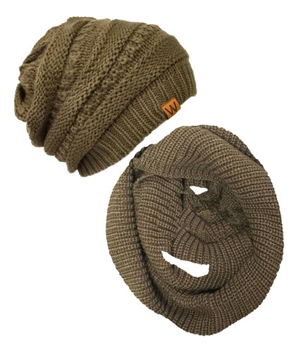 Conjunto De Cachecol Infinito De Malha Quente De Inverno E