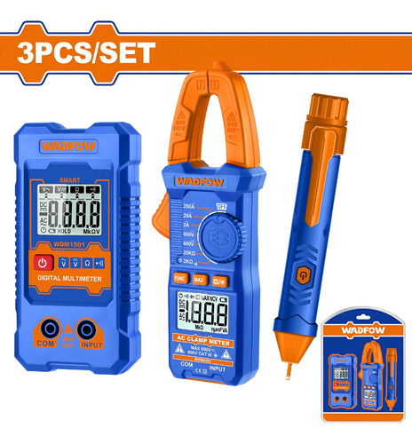 Kit Tester + Pinza Amperimetrica + Detector De Voltaje Wadf