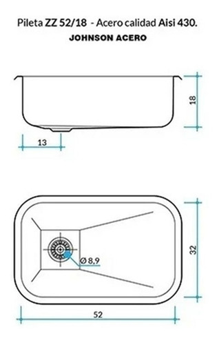 Imagen 7 de 10 de Combo Bacha Simple Johnson Zz52/18 Grifería Aqualaf Ecolever