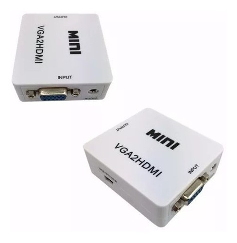 Imagem 1 de 4 de Conversor Adaptador Vga P/ Hdmi Com Saida De Audio Cabo P2