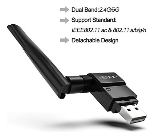 Edup Adaptador Wifi Usb Adaptador De Red Inalámbrico De Dobl