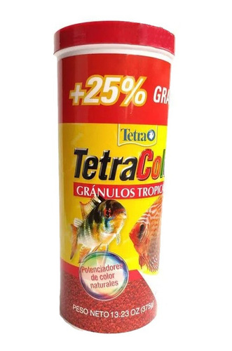 Imagen 1 de 6 de Tetra Tetracolor granulos tropicales x 375gr alimento balanceado para peces acuario, discos y ciclidos. colores Vibrantes con antioxidantes y prebióticos. Agua limpia, proteína pescado y camarón 47.5%