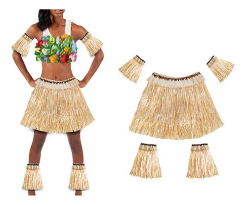 Falda Hawaiana Color Paja