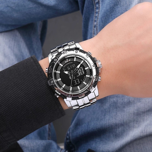 Relógio Masculino Golden Hour 121 Aço Prata