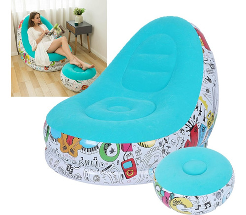 Sillón Inflable Portátil Ocio 2en1 Con Reposapiés+inflador