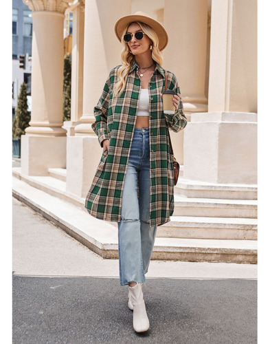 Chaqueta Cortavientos Larga Holgada De Moda Informal