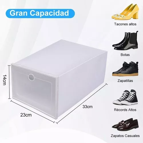 FINESSY Cajas apilables de almacenamiento de zapatos, paquete de 12 cajas  medianas de zapatos apilables de plástico transparente, organizador de