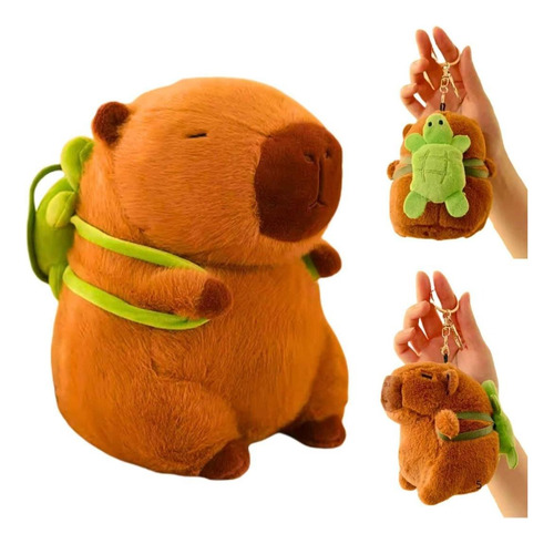 Chaveiro Pelúcia De Capivara Com Tartaruga Nas Costas Tartaruguinha Nas Costas