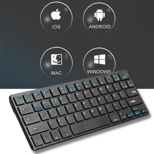 Teclado Sem Fio Com Tecla Ç Abnt2 Para Tablet E Celular