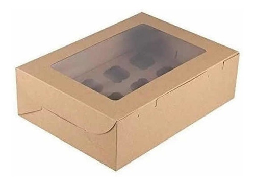 Caja Para Cupcake 12 Cavidades Kraft 10 Piezas