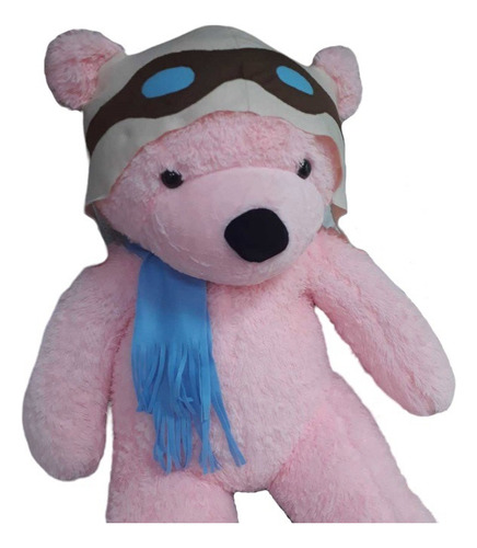 Urso Rosa Gigante Grande Kit Aviador De Pelúcia 140cm Cheio 