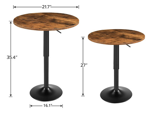 Mesa De Bar, Mesa Redonda De Bar De Altura Ajustable De 27 A
